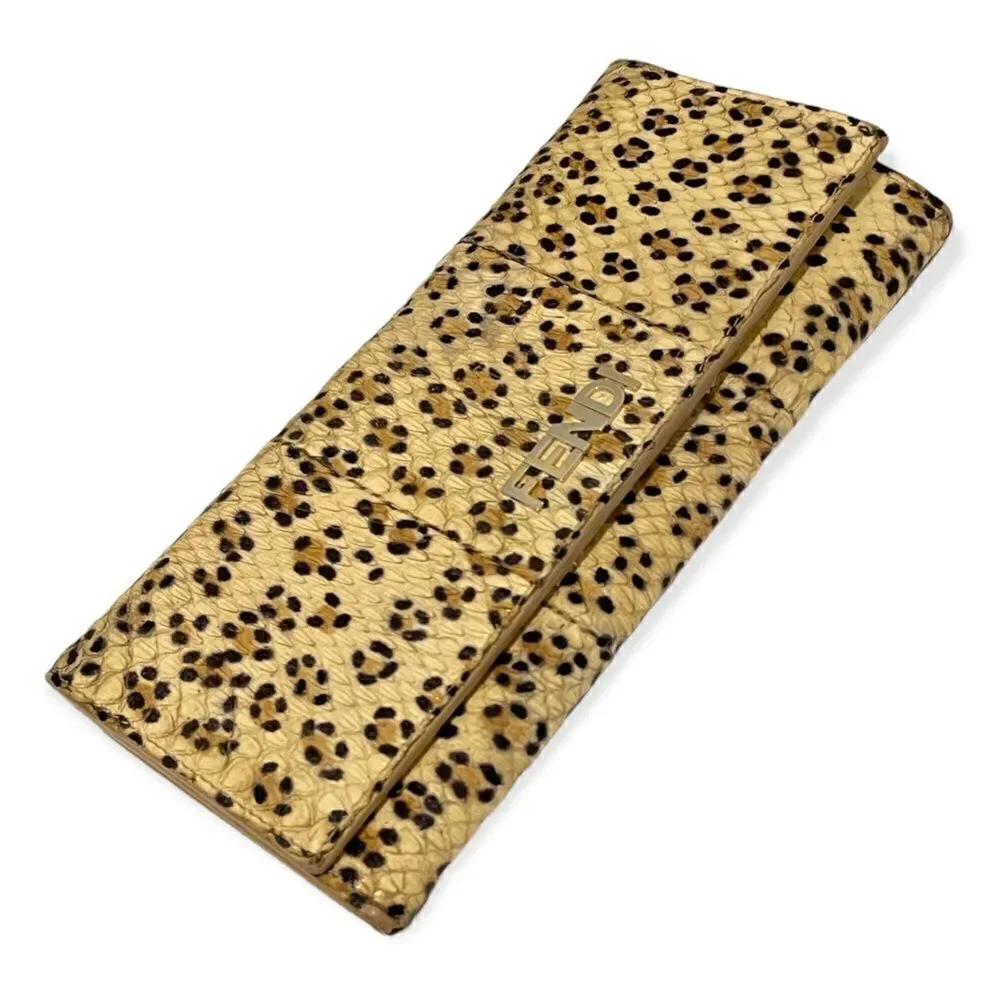 Vintage Fendi Python with Leopard Print Long Wallet - Picture 1 of 15